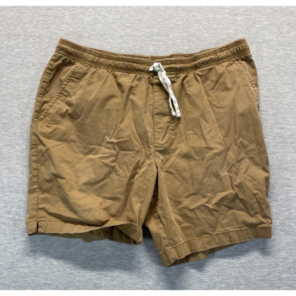 Goodfellow & Co Men Chino Shorts Large Brown Elastic Waist Drawstring 7in Inseam